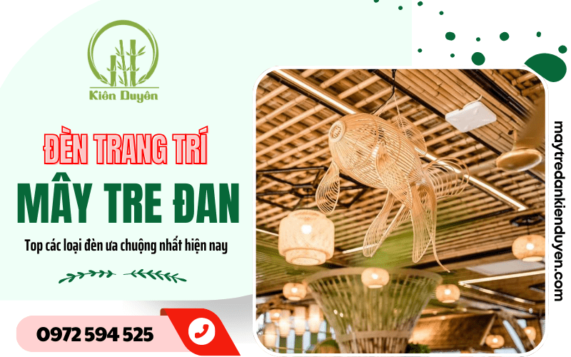 đèn trang trí mây tre đan