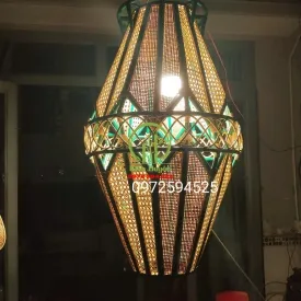 ĐÈN THẢ MÂY TRE ĐAN HÌNH THOI