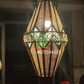 ĐÈN THẢ MÂY TRE ĐAN HÌNH THOI