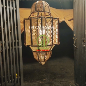 ĐÈN THẢ MÂY TRE ĐEN KD055