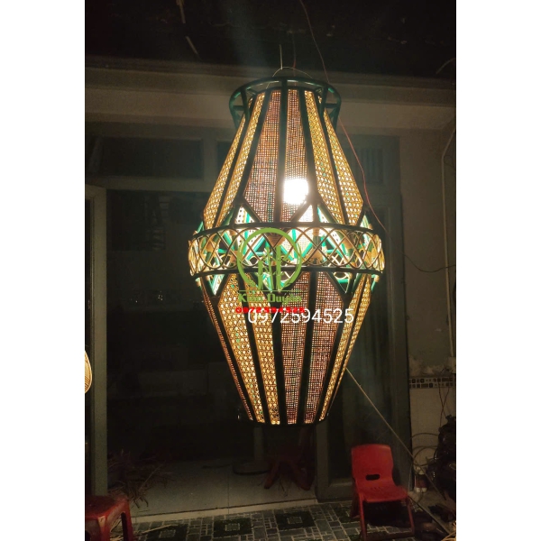 ĐÈN THẢ MÂY TRE ĐAN HÌNH THOI