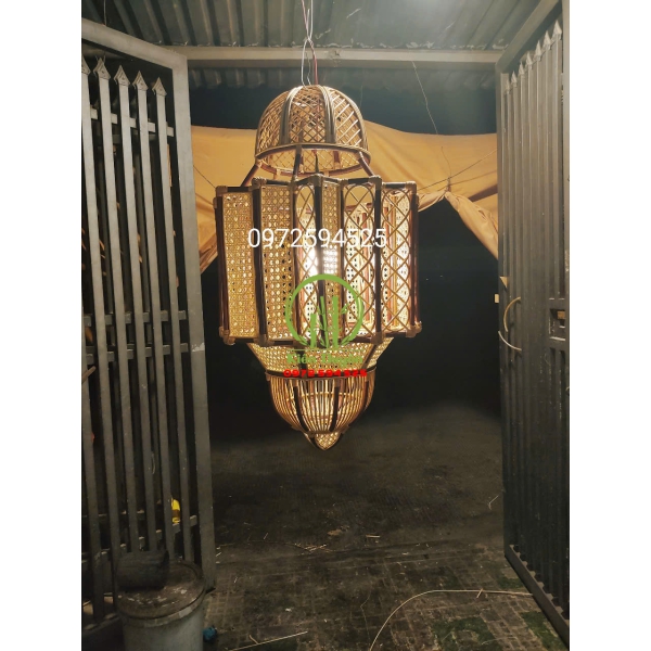 ĐÈN THẢ MÂY TRE ĐEN KD055